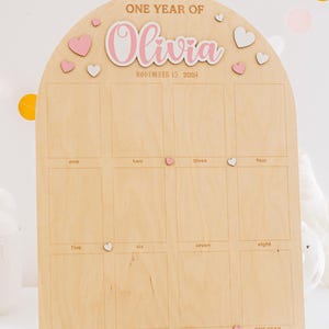 My First Year Board - 12-Monats-Fotoboard - Dekoration für 1st Birthday Girl