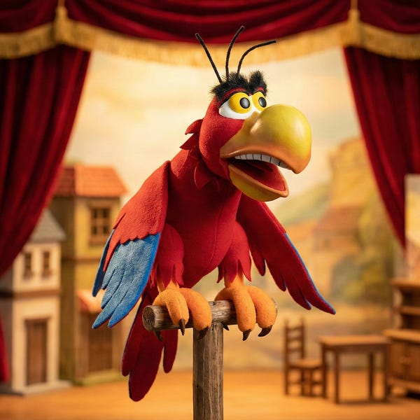 Jago Aladdin red hand puppet | Custom theater puppets