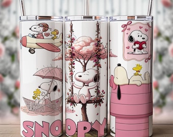 Kids 20oz snoopy girly Skinny Tumbler wrap Design PNG (Digital Download)