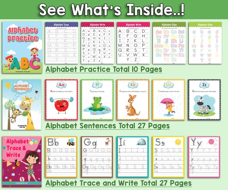 Alphabet Workbook Bundle Printable PDF, Letter Recognition Phonics ...