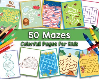 50 Maze Worksheets for Kids Printable PDF | Preschool & Kindergarten Maze Activities | Fun Brain Games
