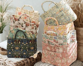 Paniers de rangement floraux, organisateurs en tissu et housses pour ordinateur portable - modernes, bolw cosy - des designs pratiques pour la maison, le travail et les cadeaux.