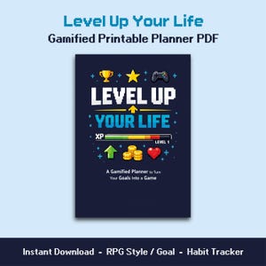 Gamified Life Planner Printable PDF, RPG Productivity Planner, Daily Quest Habit Tracker, Level Up Goal Setting, Instant Download