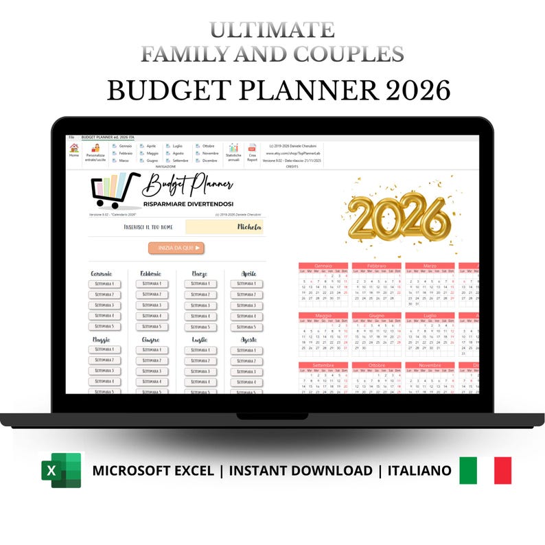 2026 Budget Planner Excel Template, Italian (digital Download) - Etsy