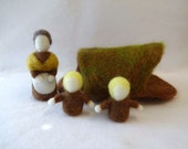 Waldorf Style Mother Earth and Root Children Playset - storytelling puppets - playscape - nature table - felted table puppet - ready to ship