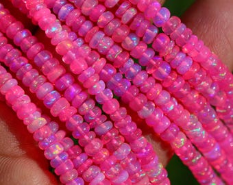 Pink Ethiopian Opal Rondelle Beads 3-5mm, Natural Gemstone Strand
