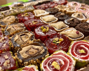 Assorted Creamy Mixed Turkish Delight, Turkish Delights with Fruits and Nuts