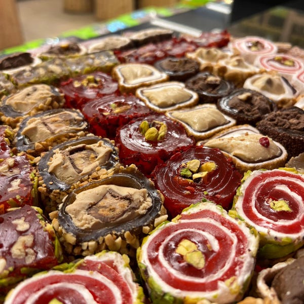 Assorted Creamy Mixed Turkish Delight, Turkish Delights with Fruits and Nuts