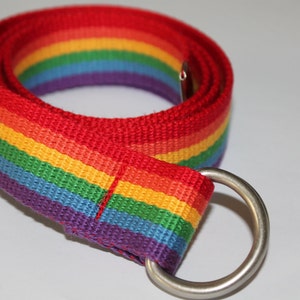 Rainbow Webbing Belt D Ring 1.25 Wide Large Rainbow Belt Mens Rainbow Belt Ladies Rainbow Belt Rainbow Webbing Belt Costume Belt image 4