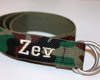 Boys Camouflage Belt D Ring Army Belt with Initials or Name Military Kids Belt Army Kid Belt Camo D Ring Belt Boys Camo Belt Camo Webbing