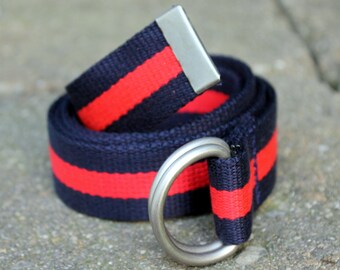 Red Navy Webbing Belt Men Women Buckle Nautical 1.25&quot; Wide