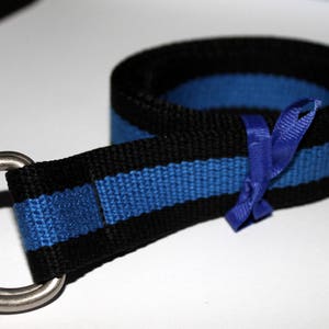 Kids Blue and Black Belt Boys Stripe Webbing Belt Royal Blue and Black Striped D Ring Belt Boys Webbing Belt Cinch Belt