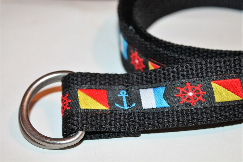 Nautical Flag Belt D Ring Belt 1.25 wide Men and Women/'s sailing belt Men/'s Yacht Club Belt Boating Flags Belt Black Belt