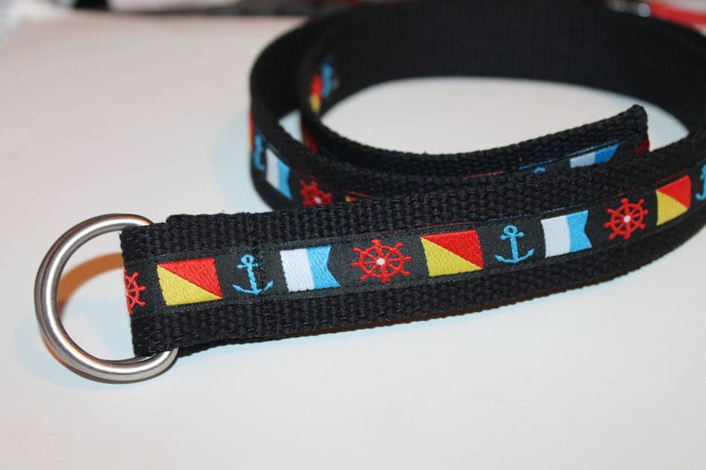 Nautical Flag Belt D Ring Belt 1.25 wide Men and Women/'s sailing belt Men/'s Yacht Club Belt Boating Flags Belt Black Belt