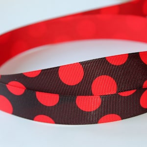 Black Polka Dot Ribbon 7/8" Wide Red and Black Black and Red Ribbon Polka Dot Ribbon Polka Dot Grosgrain Ribbon Craft Ribbon Supply