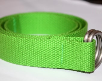 Kids Lime Green Belt Webbing D Ring Boys Lime Green Belt Girls Lime Green Belt LIght Green D Ring belt Green Cinch Belt