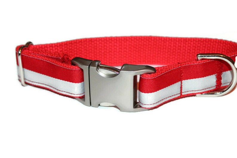 Red and Grey Dog Collars Red Stripe Dog Collar & Leash Striped Etsy