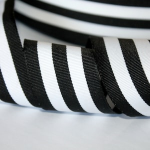 Thick Black and White Striped Ribbon 1.5 &quot; Woven YARDAGE HERE