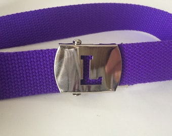 Purple Letter Belt Initial Belt Kids Purple Belt Purple Slide Buckle Belt Girls Purple Belt Boys Purple Belt