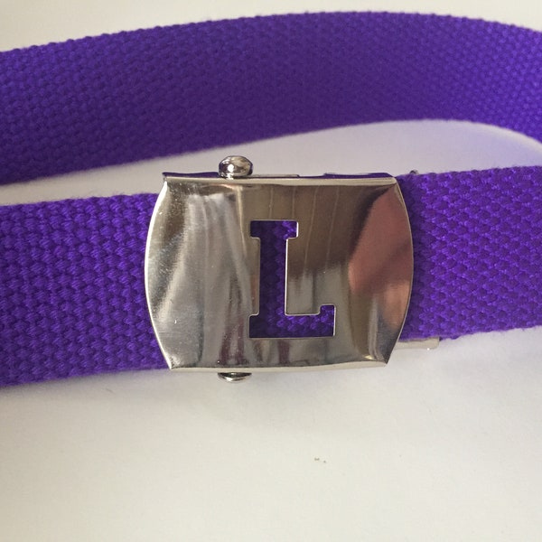 Purple Letter Belt Initial Belt Kids Purple Belt Purple Slide Buckle Belt Girls Purple Belt Boys Purple Belt