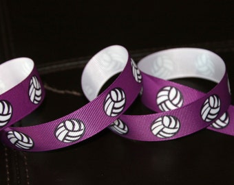 Purple Volleyball Ribbon 7/8 inch 1-10 yards
