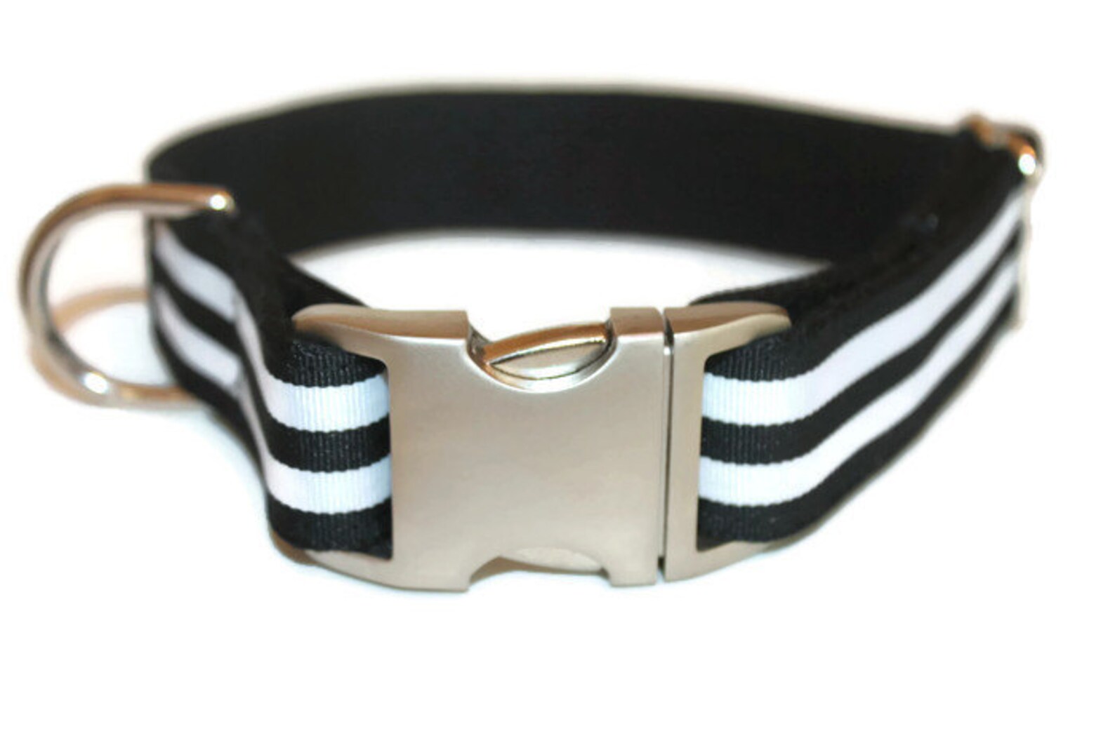 Black and White Dog Collars Black Stripe Dog Collar and Leash Etsy