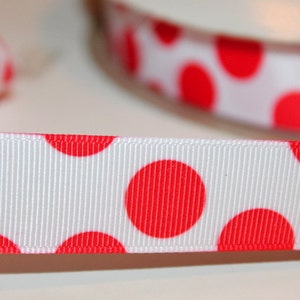 Red and White Polka Dot Ribbon  5 yards 7/8 inch , Scrapbooking, Sewing