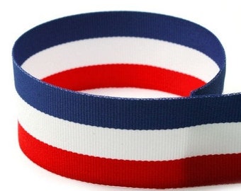 Flag Ribbon French Flag America Ribbon Grosgrain Ribbon 1.5" or 1" wide