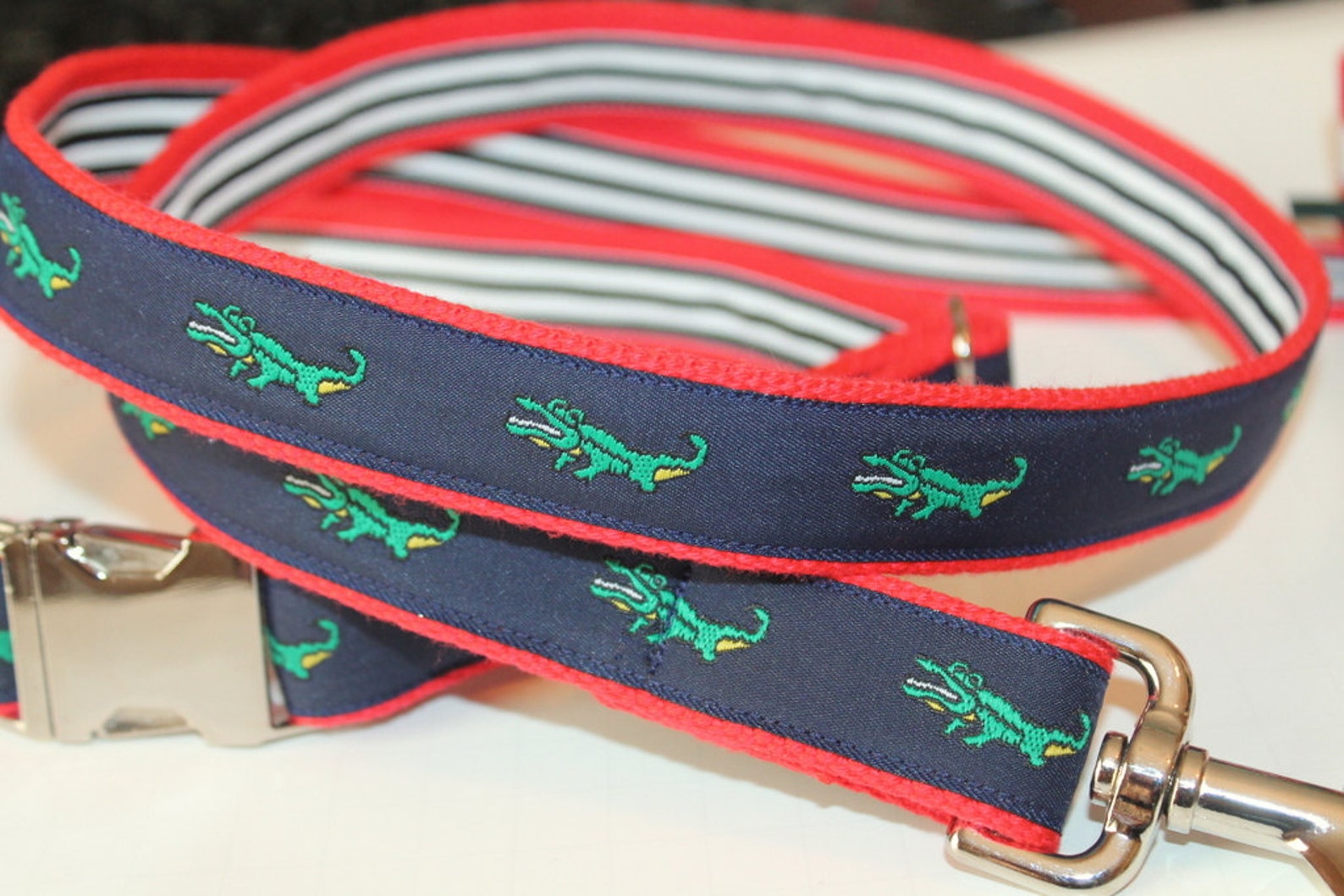Alligator Dog Collars Nautical Dog Collar and Leash Crocodile Etsy