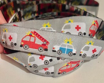 Truck Ribbon Grey Construction Truck Ribbon 5/8" width