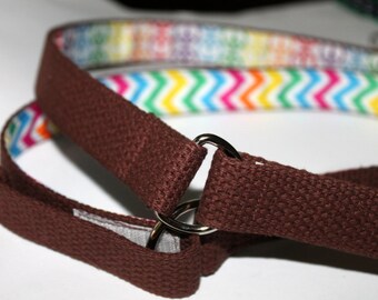 Girls School Belt Solid Brown hook and loop D Ring Ribbon Lined
