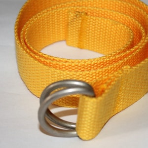 D Ring Belt Yellow Webbing Belt Men Women 1.25&quot; Wide Yellow Canvas Belt Men&#39;s Yellow Belt Men&#39;s Yellow D Ring Belt