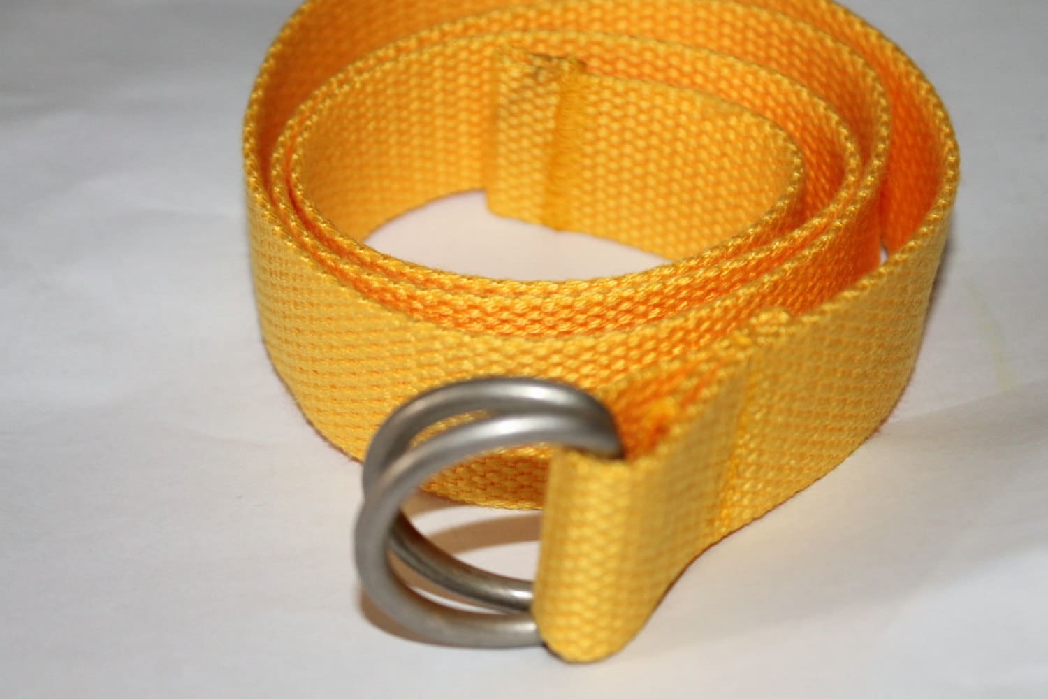 D Ring Belt Yellow Webbing Belt Men Women 1.25" Wide Yellow Canvas Belt Men's Yellow Belt Men's Yellow D Ring Belt