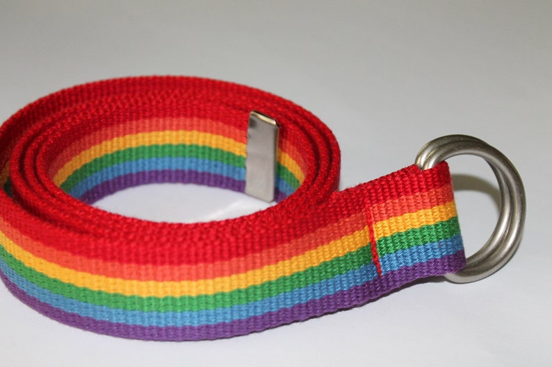 Rainbow Webbing Belt D Ring 1.25 Wide Large Rainbow Belt Mens Rainbow Belt Ladies Rainbow Belt Rainbow Webbing Belt Costume Belt image 1