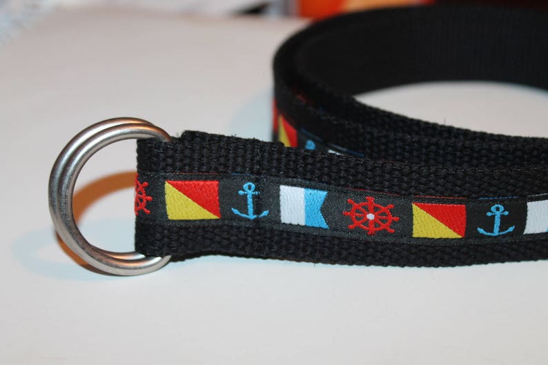 Nautical Flag Belt D Ring Belt 1.25 wide Men and Women/'s sailing belt Men/'s Yacht Club Belt Boating Flags Belt Black Belt
