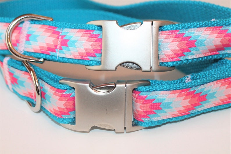 Dog collar Aztec Dog Collar Coral Dog Collar Summer Collar Tribal Dog Collar Girl Dog Collar Pink Dog Collar Large Collar Small Collar image 1