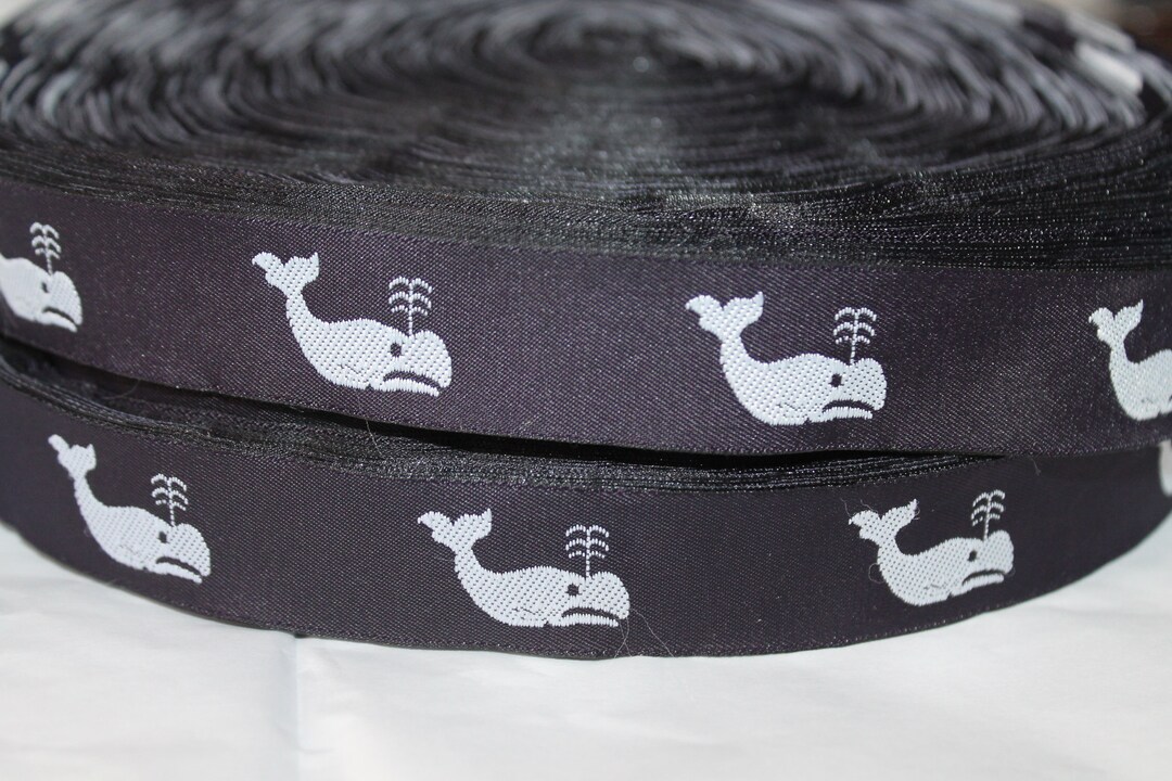 Whale Ribbon Navy Whale Ribbon White and Navy Whale Ribbon White Whale ...