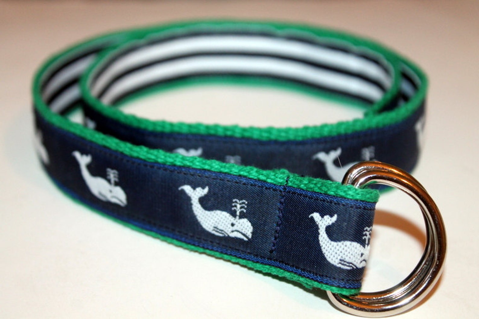 Whale Belt Reversible to Stripes Kids Navy and Green Boys Etsy