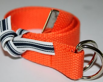 Kids Orange Belt D Ring Monogram or Name Optional Orange D Ring Belt Kids Bright Orange Belt Orange Canvas Belt Boys Orange D Ring Belt