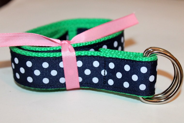 Women's Ribbon Belt Navy Polka Dot Belt Ladies Green D | Etsy