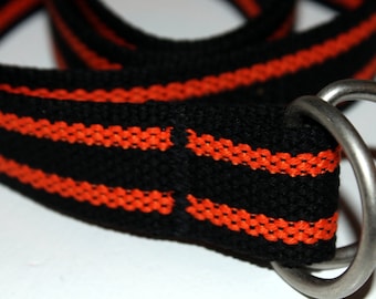 Black and Orange D Ring Belt Boys Orange Stripe Belt Orange and Black Belt Striped Canvas Belt Boys D Ring Belt Webbing Belt for Boys