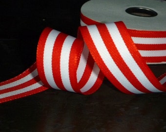 Ribbon Red and White Stripe 1 inch wide, 20 or 10 yards