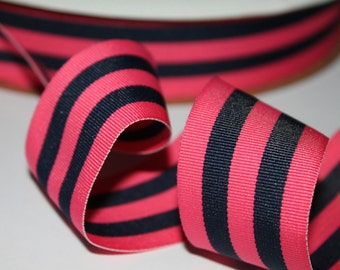 Pink and Navy Ribbon Wide Striped Ribbon Wide Grosgrain Ribbon PInk and Navy Grosgrain Thick Striped Ribbon Wedding Decor Nautical Ribbon