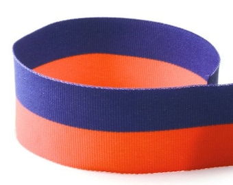 Orange and Blue Striped Ribbon 1-20 yards 1.5" wide