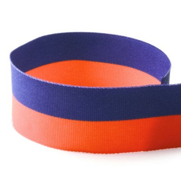 Orange and Blue Striped Ribbon 1-20 yards 1.5" wide