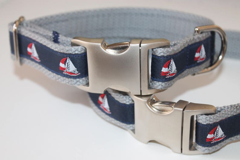 Sailboat Dog Collar Navy Boating Pet Collar Nautical Boat Etsy