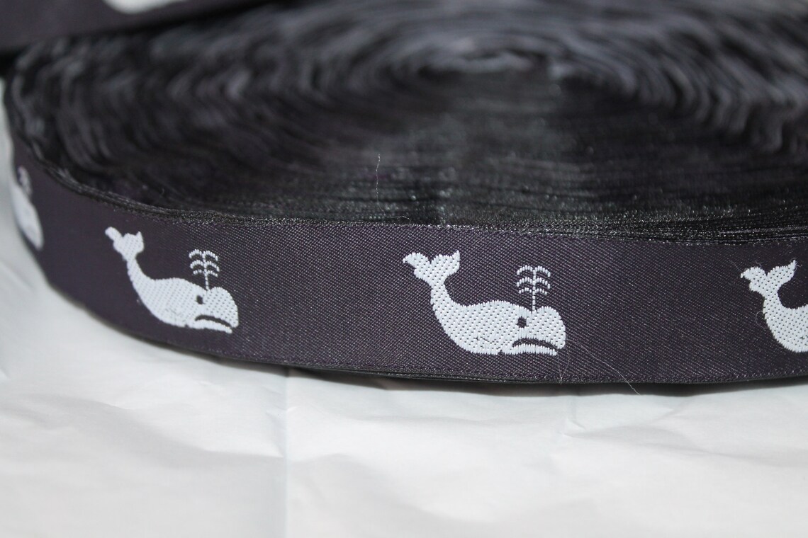 Whale Ribbon Navy Whale Ribbon White and Navy Whale Ribbon White Whale ...