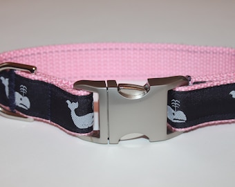 Whale Dog Collars Nautical Dog Collar Pink Dog Collar