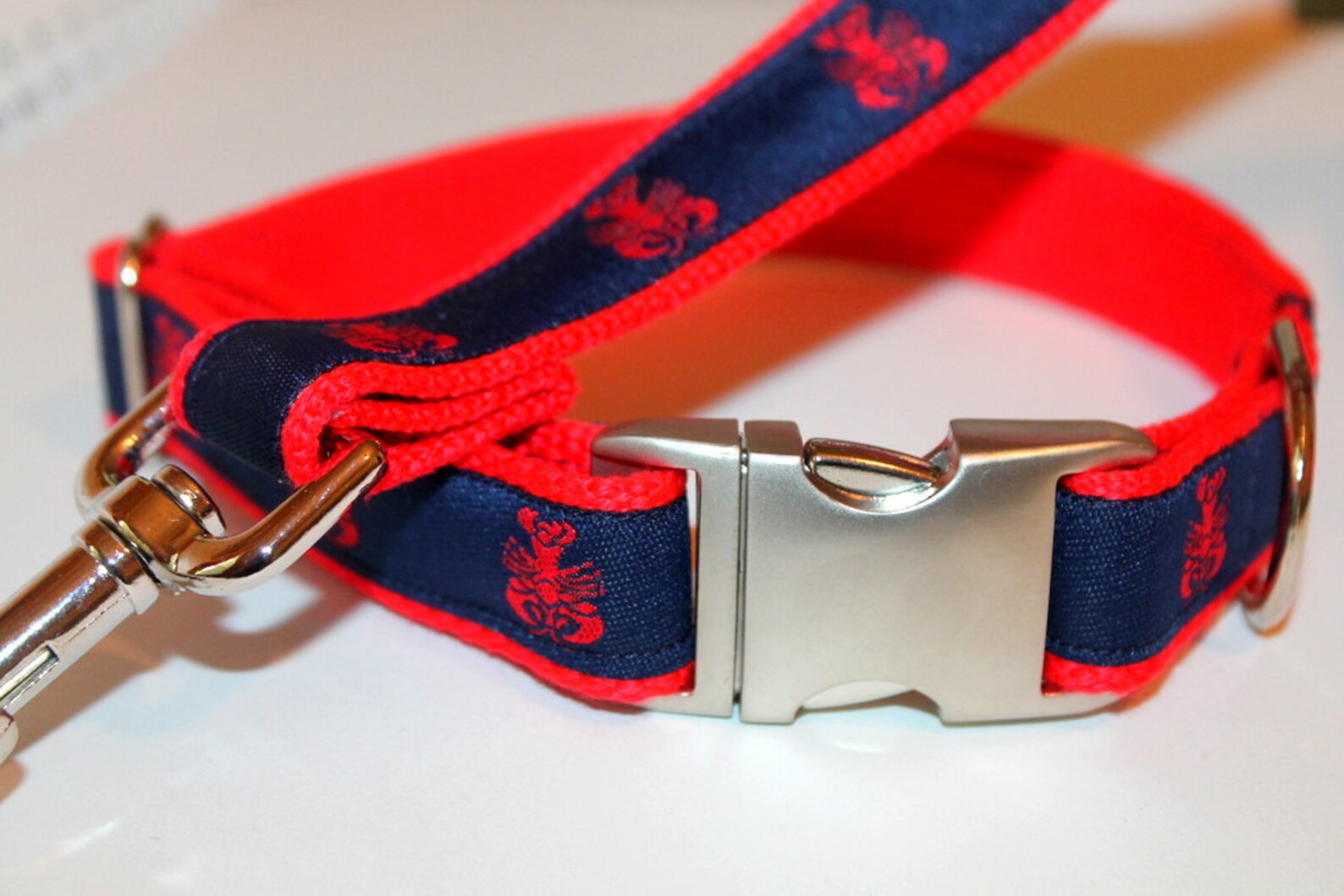 Lobster Dog Collar Navy Lobster Pet Collar Nautical Lobster Etsy