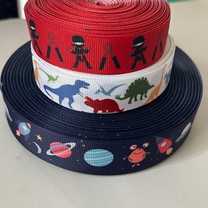 Boys Ribbon Dinosaur Ribbon, Ninja Ribbon, Planet Ribbon Space Theme RIbbon image 3